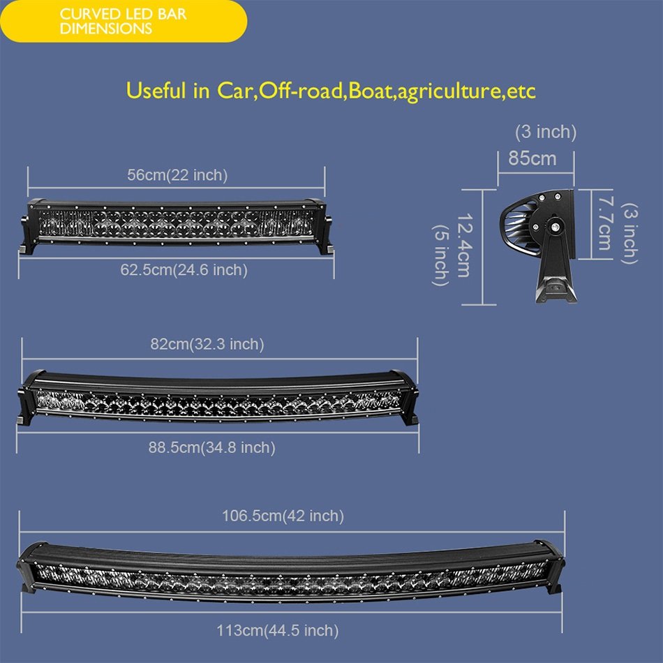 Curved 5D Lens LED Work Light Bar Offroad 22 32 42 Inch Spot Flood Combo Beam Car LED Light Bar for 4x4 ATV 4WD Truck SUV UTV
