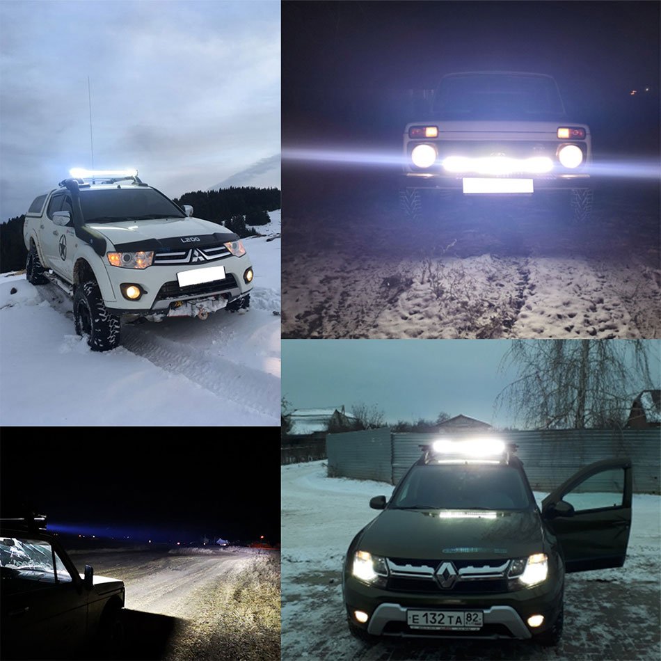 Curved 5D Lens LED Work Light Bar Offroad 22 32 42 Inch Spot Flood Combo Beam Car LED Light Bar for 4x4 ATV 4WD Truck SUV UTV