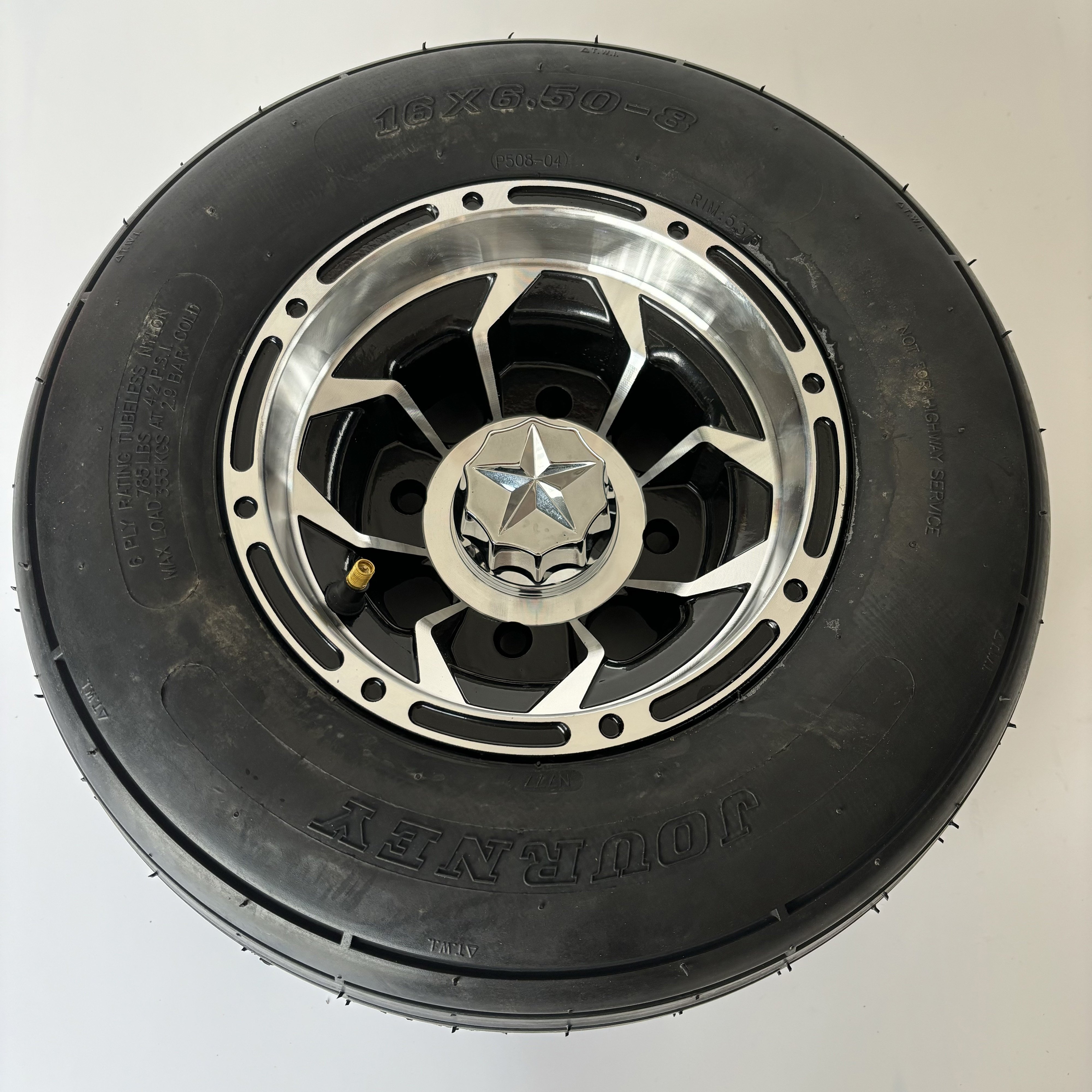 New High Quality 16x6.50-8 6PR Tubeless Tire with 8 Inch Aluminum Alloy Rim Set Fit for ATV GO KART LAWN MOWER