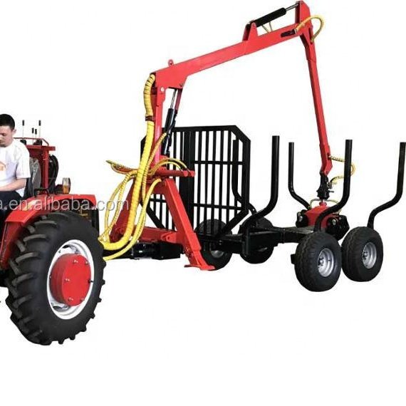 Tractor Mounted Timber Grapple Log Crane with Hydraulic Boom in Forestry Machine