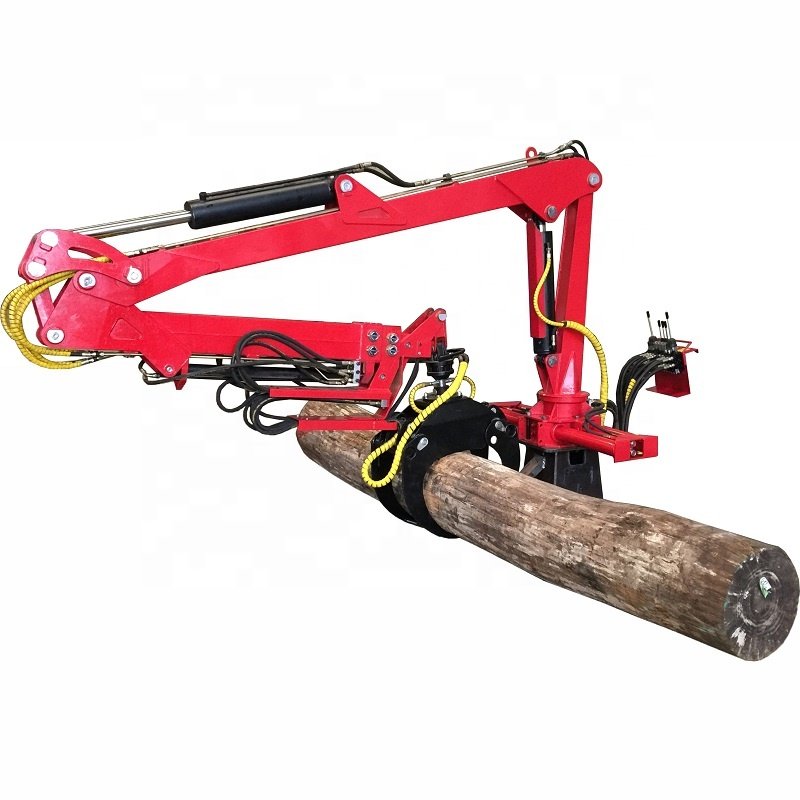Tractor Mounted Timber Grapple Log Crane with Hydraulic Boom in Forestry Machine