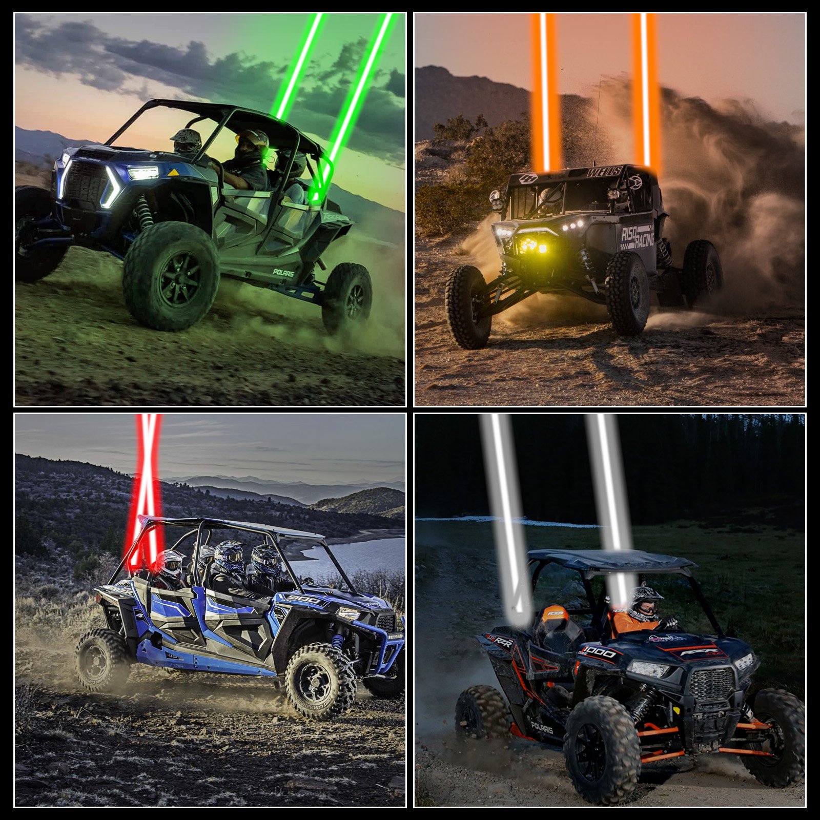 UTV ATV Multicolored Whipless Laser Whip Lights W/ Rocker Switch Lighted Laser Antenna for Truck ATV UTV Offroad Golf Car