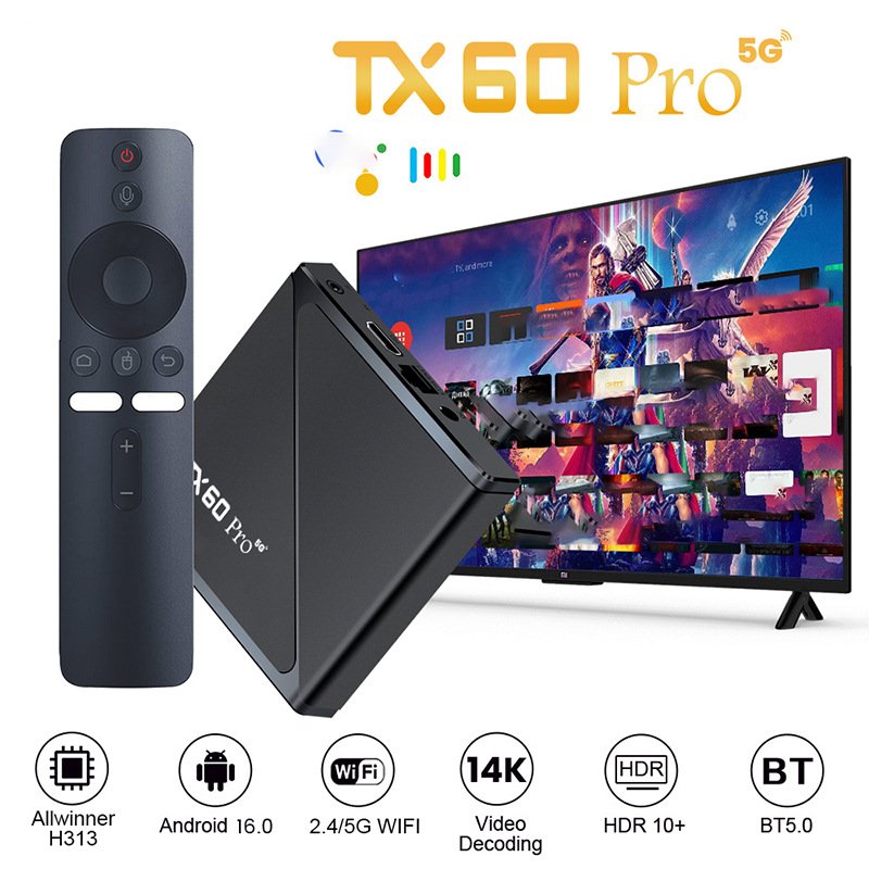 TX60 PRO ATV Android 16 New TV Box Allwinner H313 Upgrade 16G 256G 14K BT5.2 Dual WiFi6 Voice Remote Control Set Top Box