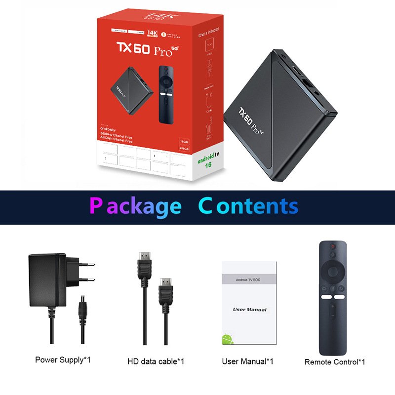 TX60 PRO ATV Android 16 New TV Box Allwinner H313 Upgrade 16G 256G 14K BT5.2 Dual WiFi6 Voice Remote Control Set Top Box