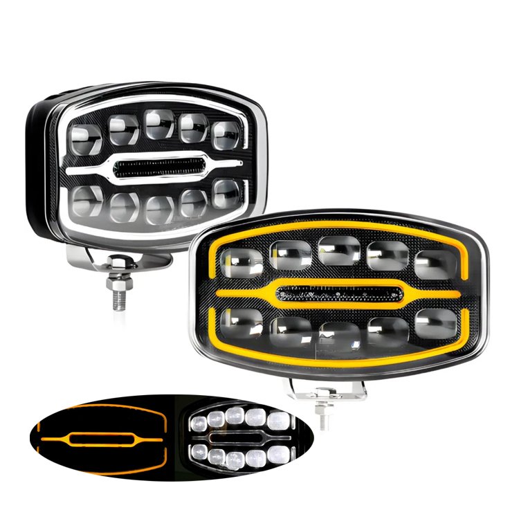 10 Inch 55W LED Work Light White Yellow Dual Color Driving Light Oval Daytime Running Light for 4x4 Offroad Truck Car ATV SUV