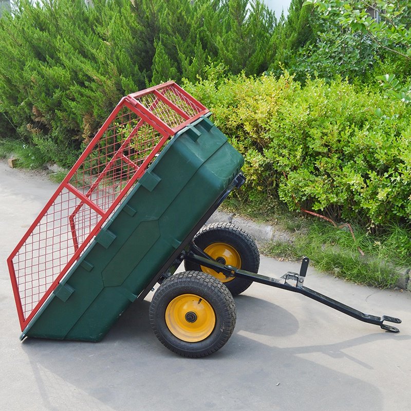 Tractor Truck Behind Tow Bike Dump Trailer Motorcycle & ATV Trailers Plastic Utility ATV Wagon Trailer With 2 Wheels