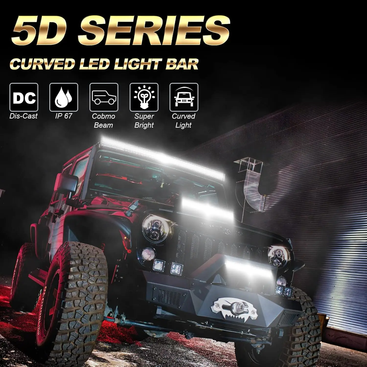 22 32 42 52 Inch Curved 5D Lens Car LED Work Light Bar Driving Work Lamp Spot Combo Beam for Off Road Boat Truck ATV SUV 4WD 4x4