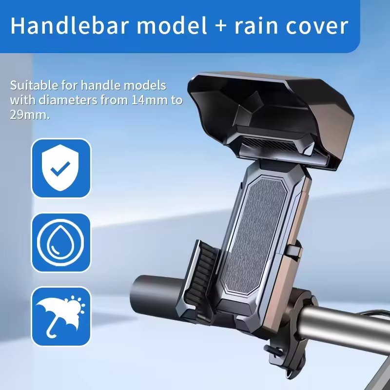 Upgrade Waterproof Sunshade Bike Motorcycle Phone Mount, 360 Rotatable Phone Holder for Mountain Bike/ATV/Scooter Handlebar
