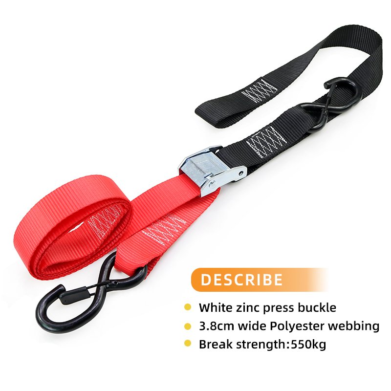 1.5" 38mm 1200lbs 550kg Steel Ratchet Tiedown Heavy Duty Motorcycle Accessories Custom Cam Buckle Strap for ATV UTV
