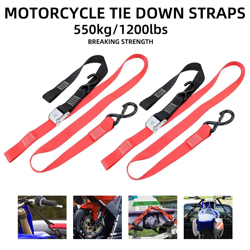 1.5" 38mm 1200lbs 550kg Steel Ratchet Tiedown Heavy Duty Motorcycle Accessories Custom Cam Buckle Strap for ATV UTV