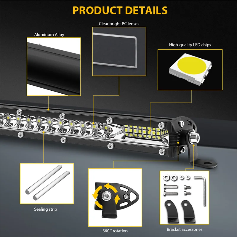 Super Slim 10 Inch 78W Flood Spot Beam LED Work Light Bar Driving Fog Lamp for Car Tractor Boat Truck Off Road 4WD 4x4 ATV SUV