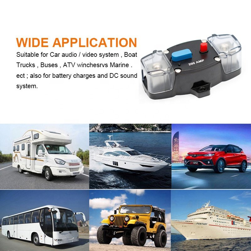 12V-48V DC 200 Amp Circuit Breaker Manual Reset 50-300A for Car Truck Rv ATV Marine Trolling Motors Boat Vehicles
