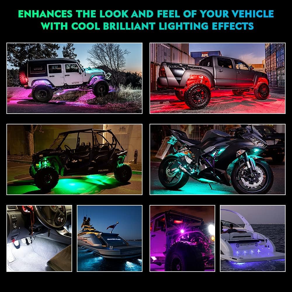 N2 2024 New Design RGB LED Rock Light With Remote Control & Bluetooth Fits for UTV/ATV/Truck/Motorcycle/Off-road Vehicles