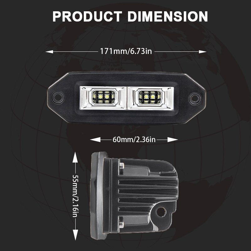 Waterproof Flush Mount 40W 6000K Flood White/Yellow 12V 24V LED Offroad Work Light for Car Off Road Lamp SUV ATV Pickup Boats