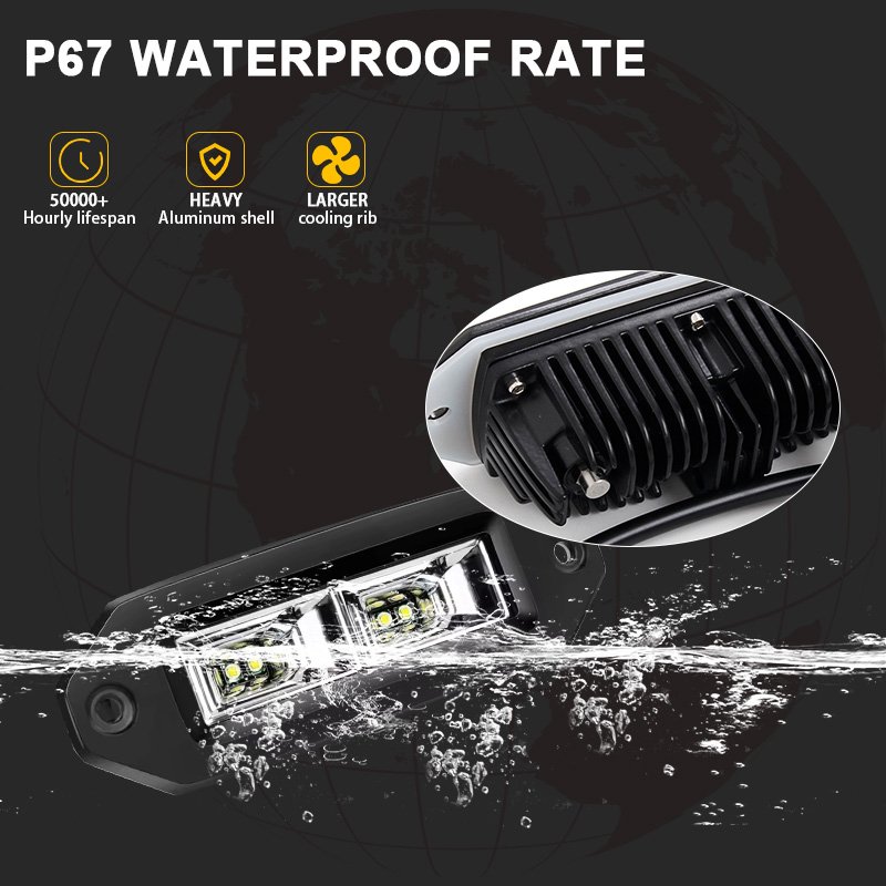 Waterproof Flush Mount 40W 6000K Flood White/Yellow 12V 24V LED Offroad Work Light for Car Off Road Lamp SUV ATV Pickup Boats