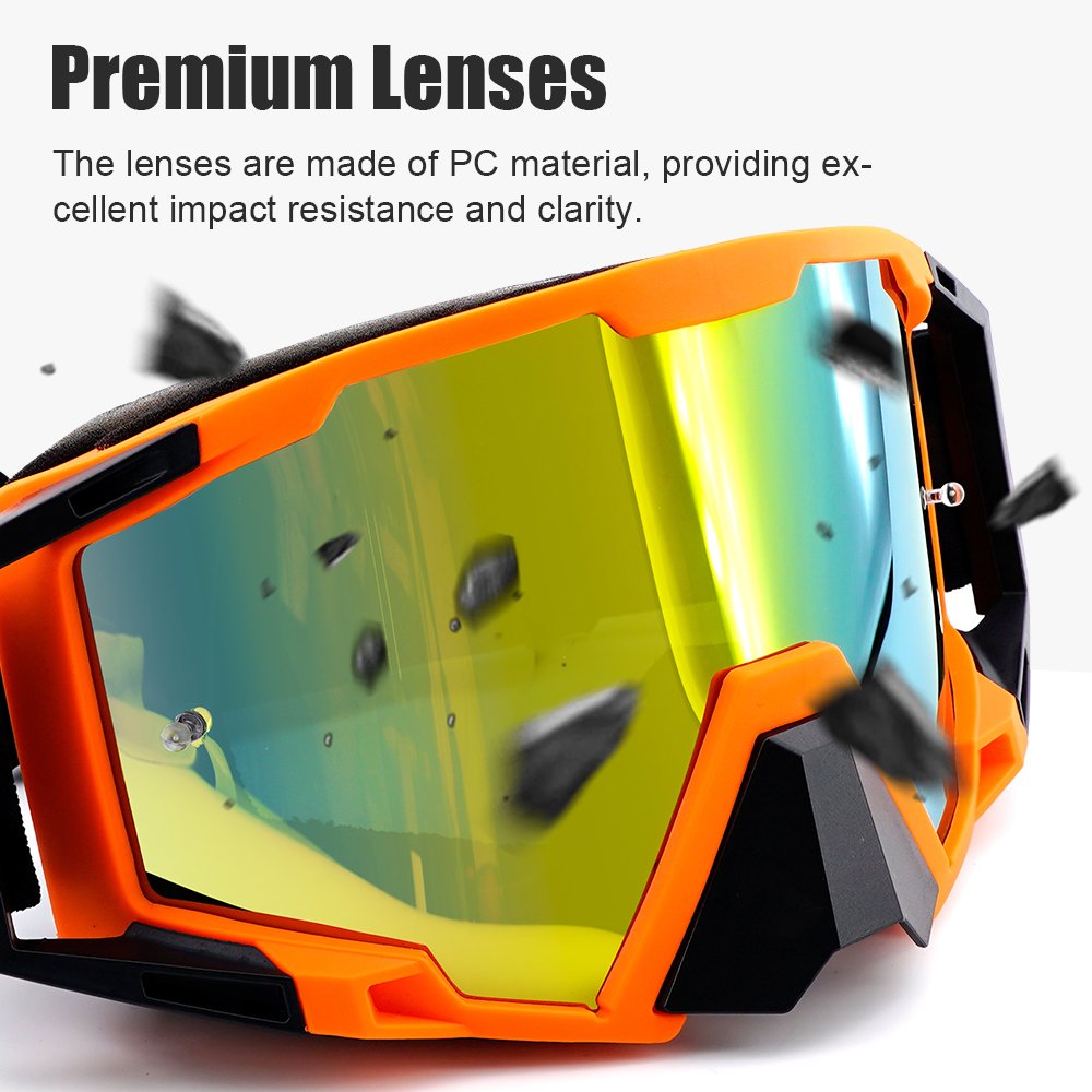 Adjustable UV400 Motorcycle Goggles with TPU Frame for Off-Road Dirt Bike Quad ATV and Enduro Riding