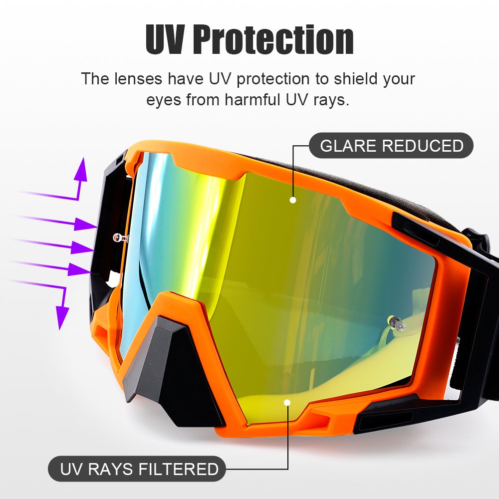 Adjustable UV400 Motorcycle Goggles with TPU Frame for Off-Road Dirt Bike Quad ATV and Enduro Riding