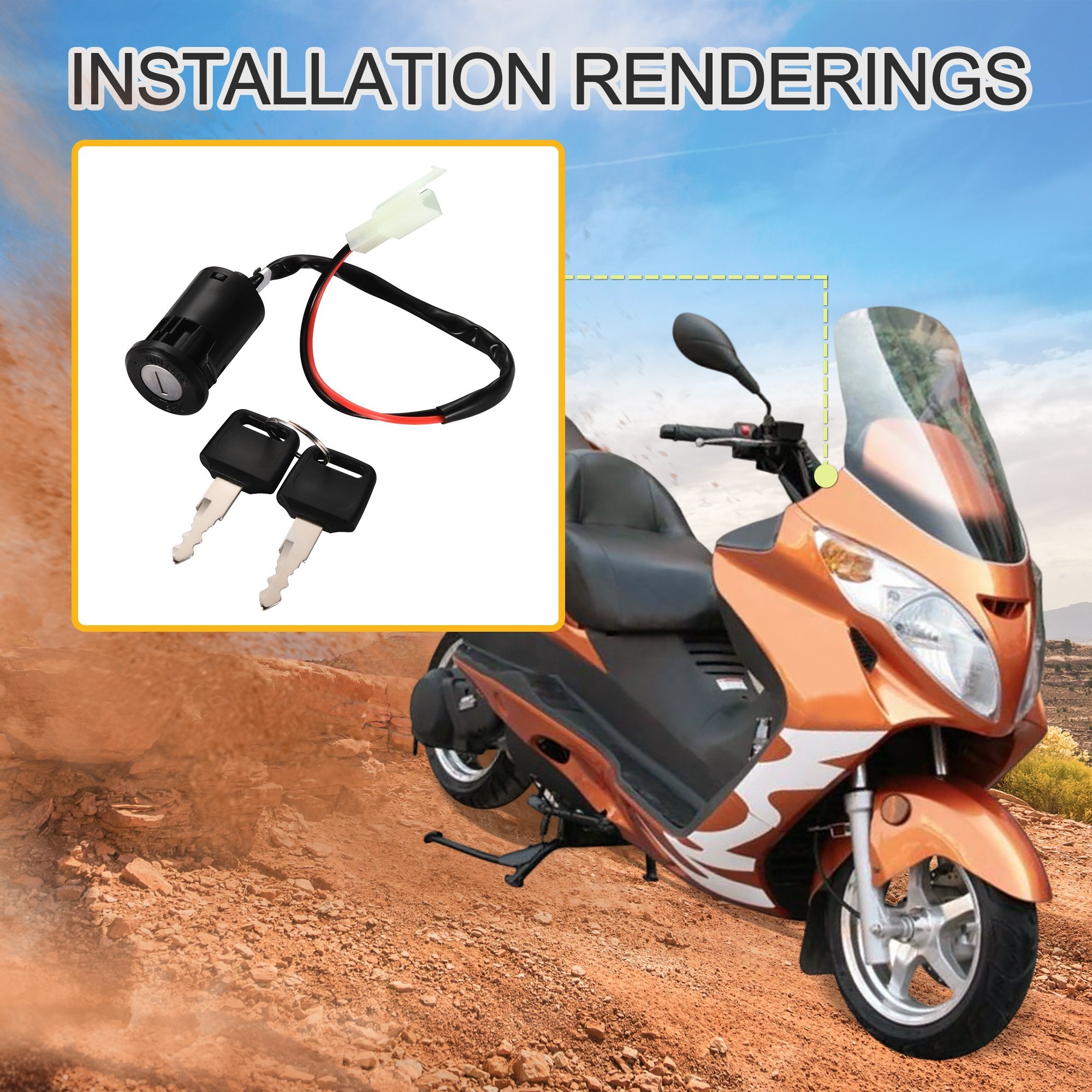 GOOFIT 2 Wire Key Ignition Switch for Motorcycles Scooter Dirtbike ATV Quad Go-Kart