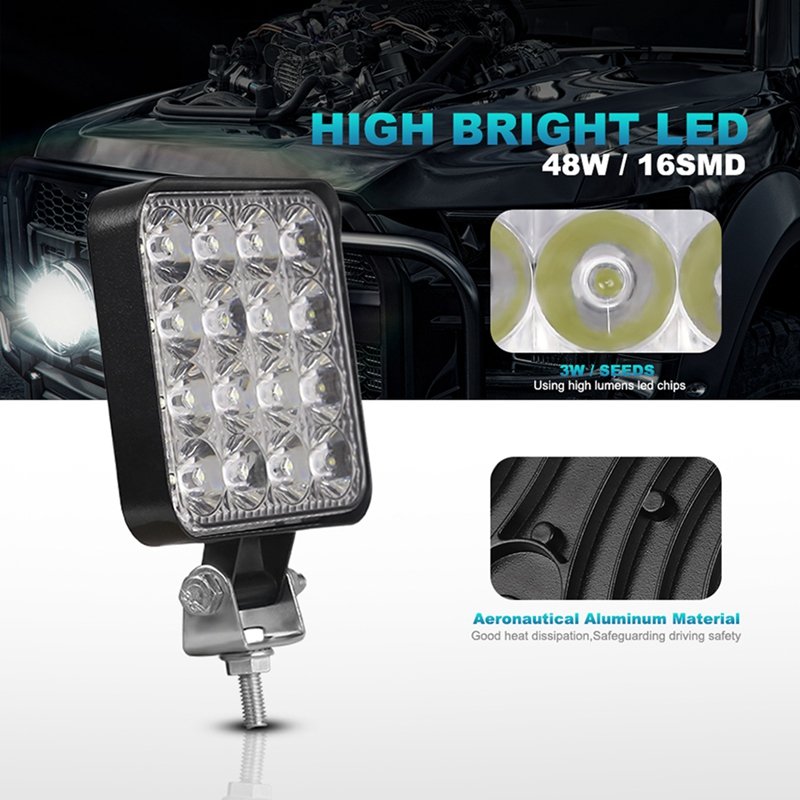 12V 24V 4 Inch LED Light Bar 42W LED Bar Square Round Spotlight White Work Light for Car Truck 4X4 Offroad 4WD Car SUV ATV