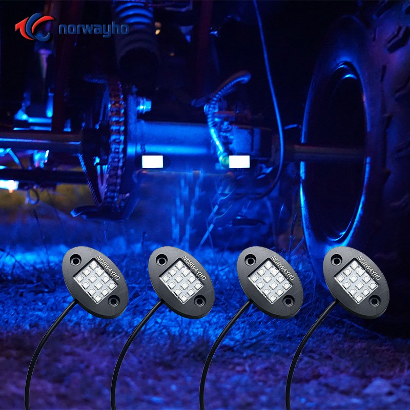 NWH-R8 12pcs LED/pod Dream Color Round Detachable Rock Light 4/6/8pods Suitable for ATV, UTV, RZR Aluminum Mount