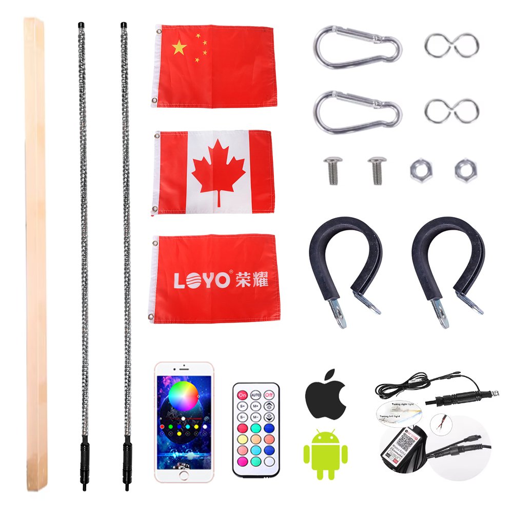 5050 Warning Atv Truck Whip It Flag Led Blu-tooths Lighted Stick Antenna Whip Lights for Side Light by Side Atv Flag