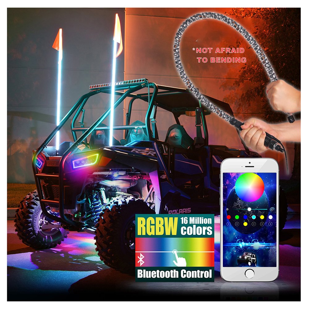 5050 Warning Atv Truck Whip It Flag Led Blu-tooths Lighted Stick Antenna Whip Lights for Side Light by Side Atv Flag