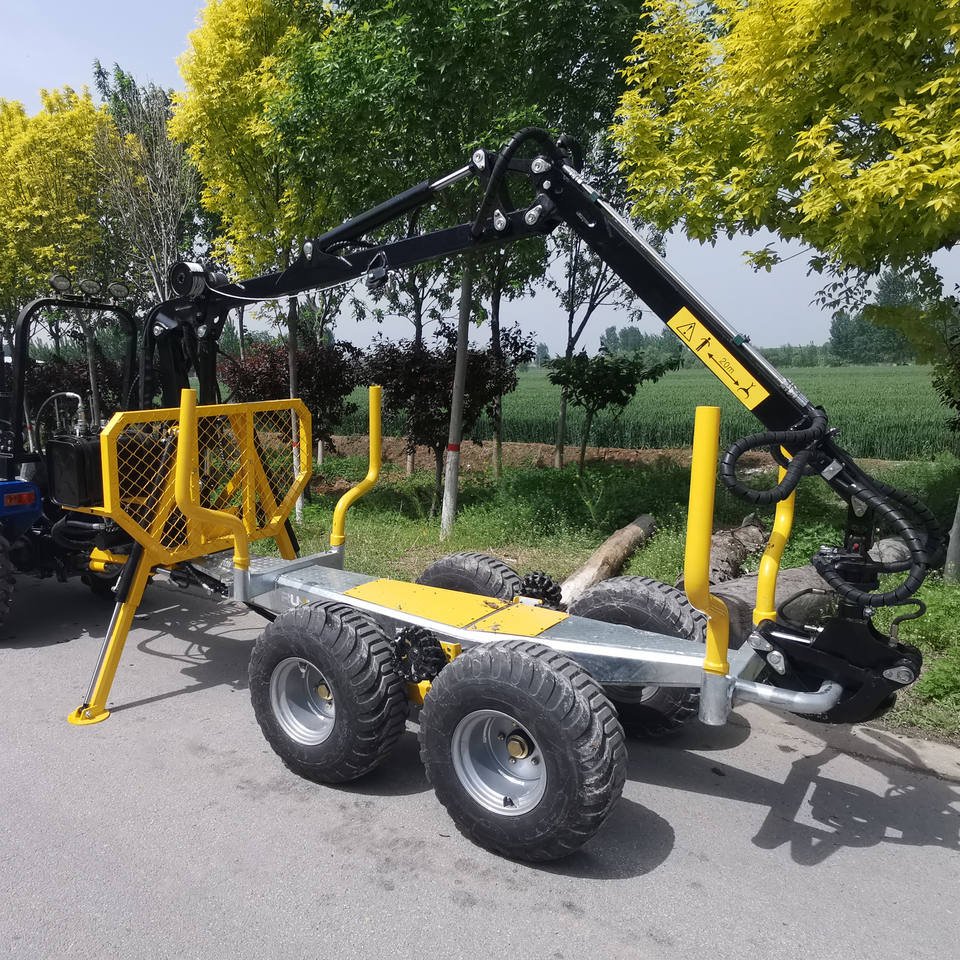 3 Tons Timber Trailer with Crane Ce Approved Hydraulic Cylinder Atv Log Trailer with Grapple Log Carrier Trailer for Tractor
