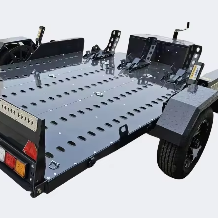 Self Tipping Remote Control Loading Ramp Ribbed Steel Floor Small Motorbike Trailer