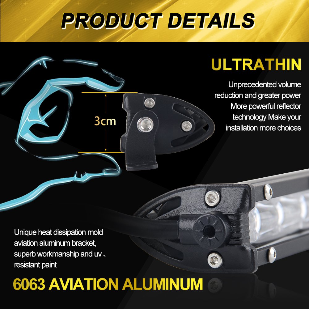 Super Bright 6D Offroad Driving Led bar Light, Truck ATV UTV 4X4 8" 14" 20" 32" 50" Inch Aurora Car Single Row LED Light Bar