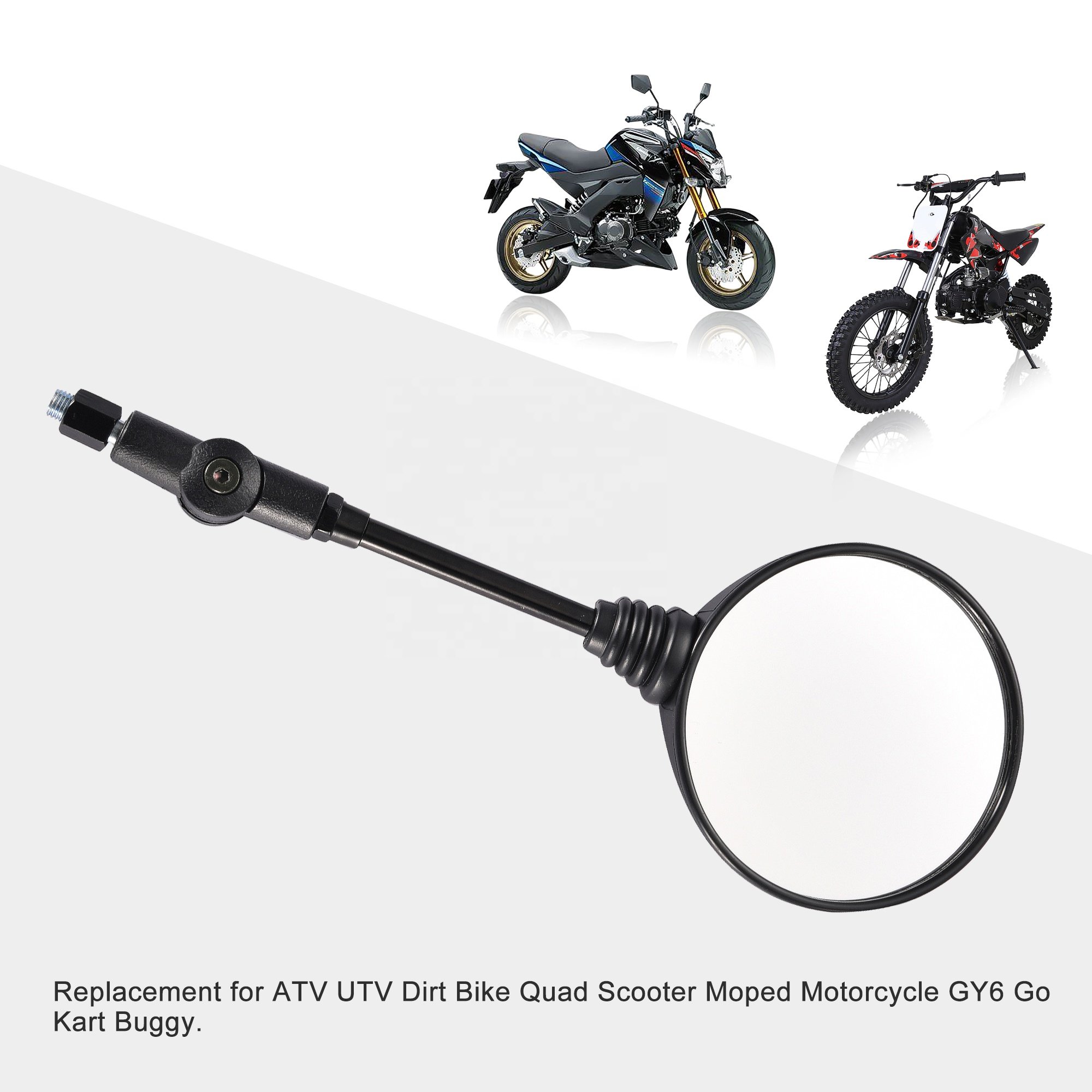 GOOFIT 8mm 10mm Round Motorcycle Side Mirrors Folding Rear View Mirrors With Adaptor Universal for ATV UTV Dirt Bike Quad Scoote