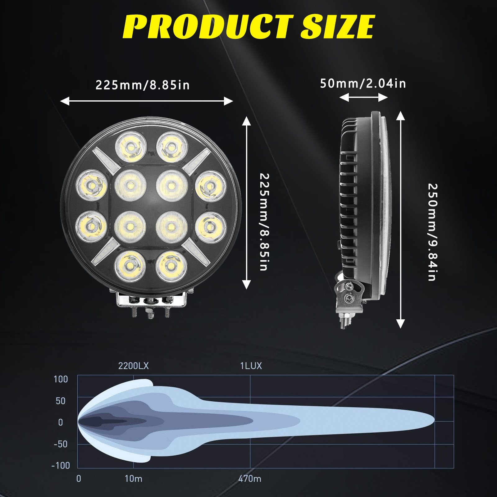 Super Bright 12V 24V Round 9 Inch White Yellow DRL Spot Lights 120W Offroad Led Driving for Truck Off-road ATV UTV