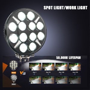 Super Bright 12V 24V Round 9 Inch White Yellow DRL Spot Lights 120W Offroad Led Driving for Truck Off-road ATV UTV