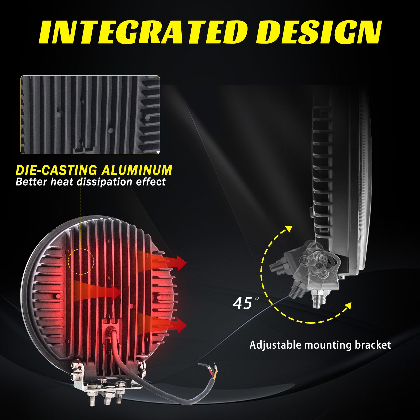 Super Bright 12V 24V Round 9 Inch White Yellow DRL Spot Lights 120W Offroad Led Driving for Truck Off-road ATV UTV