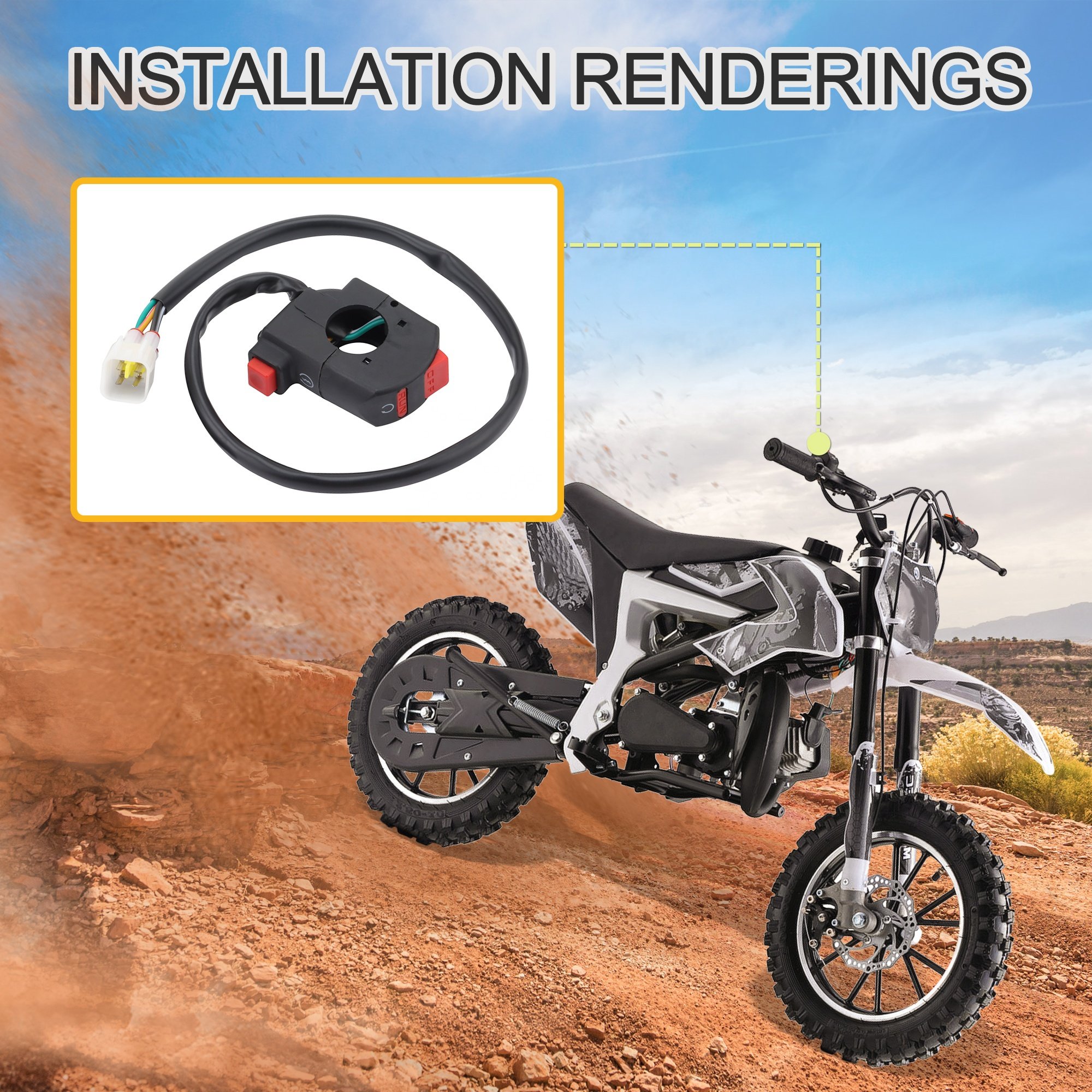 GOOFIT 7/8" 22mm Handlebar 2 Function Right Start Switch for 125cc ATV 4 Wheeler Quad Dirt Pit Bike Electric Motorbike Bike