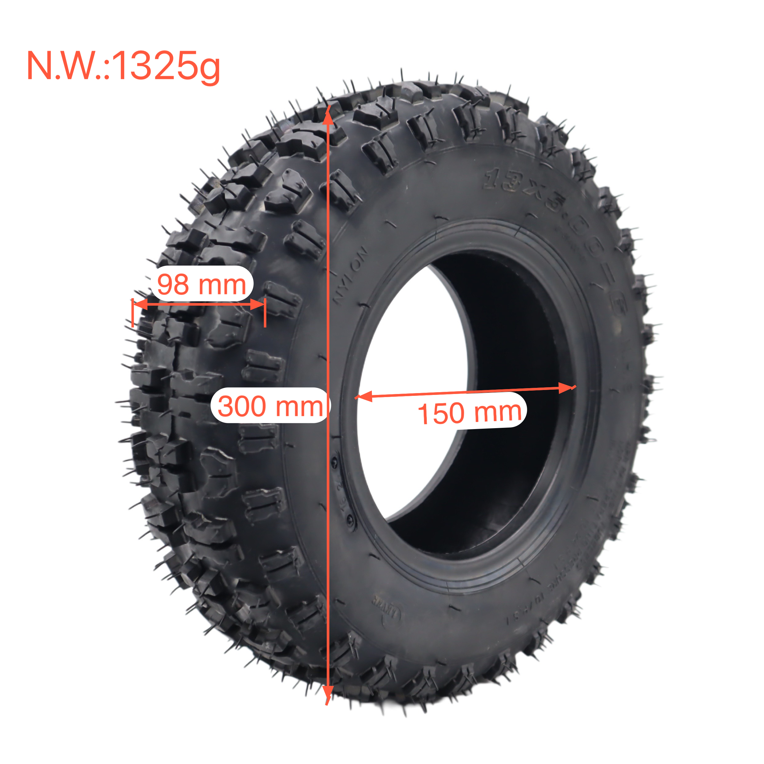 13-Inch 13*5.00-6NHS Aerated Rubber Tubeless Tires on Wheels for ATV 4 Wheeler Lawn Mower Yard Tractor Garden Trolleys