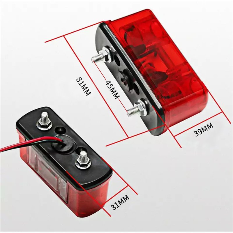 New Design Red Lens White LED 12v 24v Universal Car Led License Number Plate Light Truck Trailer Lorry Rear Tail Lamp