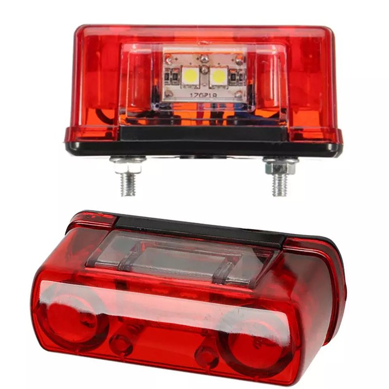 New Design Red Lens White LED 12v 24v Universal Car Led License Number Plate Light Truck Trailer Lorry Rear Tail Lamp