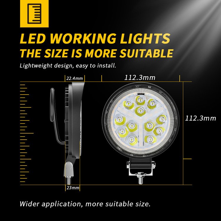 LED Work Light 4Inch Round 16LED Tractor Light 12V 24V With Signal Light 4x4 Tractor Headlight Spotlight for Truck ATV SUV