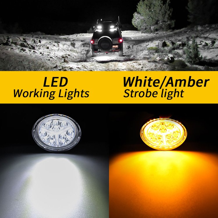 LED Work Light 4Inch Round 16LED Tractor Light 12V 24V With Signal Light 4x4 Tractor Headlight Spotlight for Truck ATV SUV
