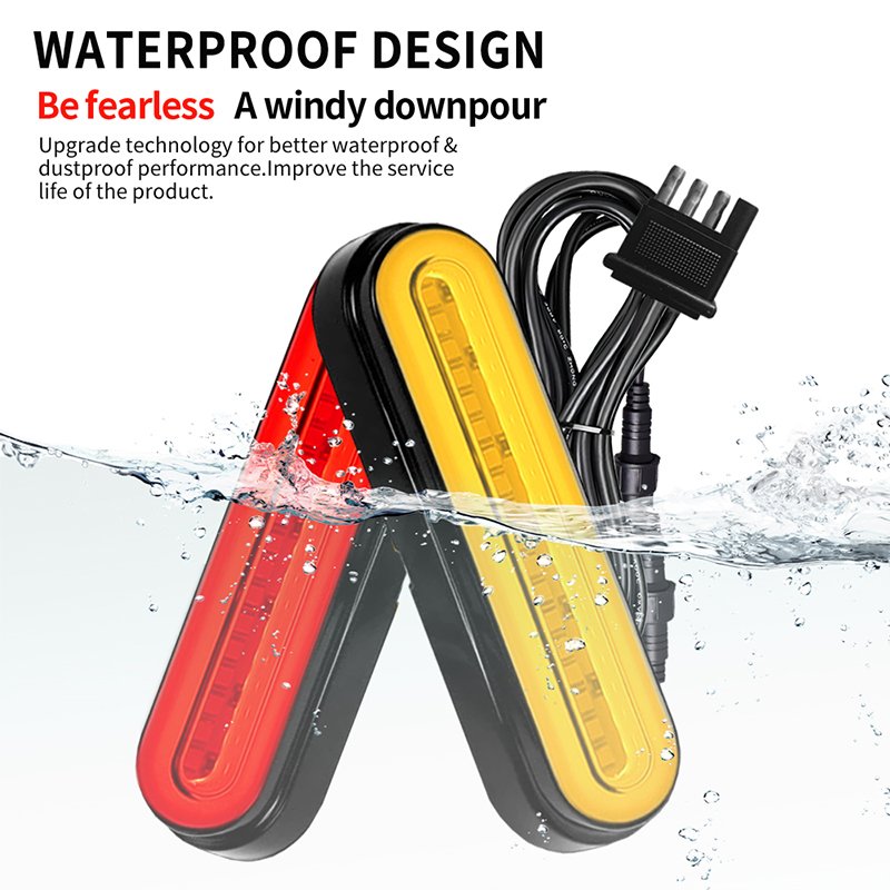 4 Pins 58led Motorcycle Truck Trailer Combination Tail Light Two-Color Light Guide Brake Light Running Water Turn Signal 10-30v