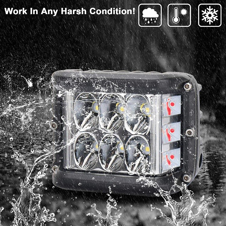 Super Bright Side Shooter Pod Light 4 Inch Led Work Light Dual Sided Yellow Strobe LED Cube Lights for Tractor Truck ATV UTV 4x4