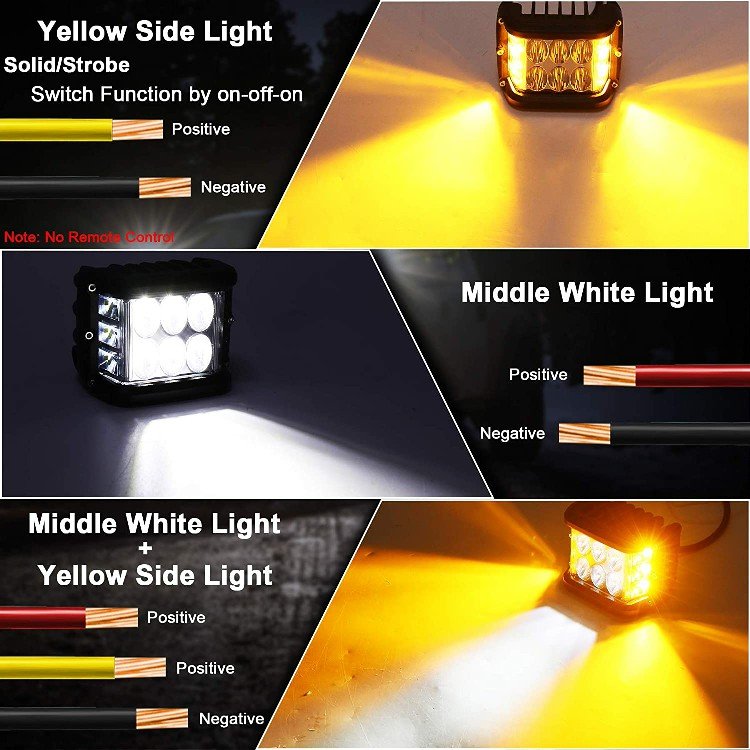 Super Bright Side Shooter Pod Light 4 Inch Led Work Light Dual Sided Yellow Strobe LED Cube Lights for Tractor Truck ATV UTV 4x4