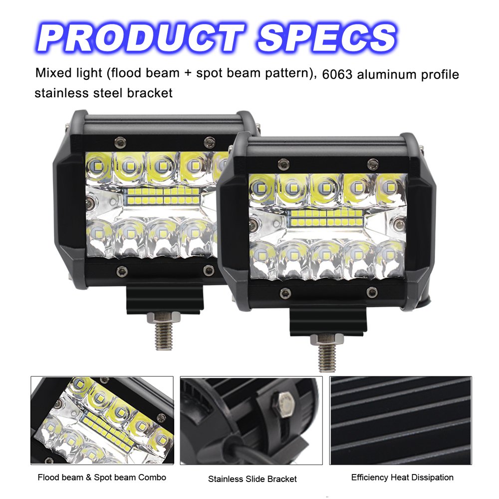 4 Inch Car LED Bar Work Light 60W Offroad Work Light 12V Light LED 4x4 LED Tractor Headlight Spotlight for Truck ATV