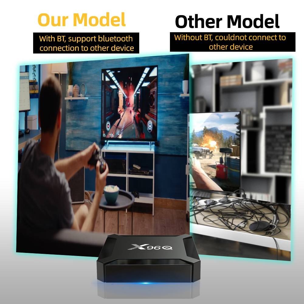 Custom ATV X96Q Android TV BOX Support TV Version Apps Cheapest Factory Price 4k Streaming Allwinner H313 Smart OTT Set-Top Box