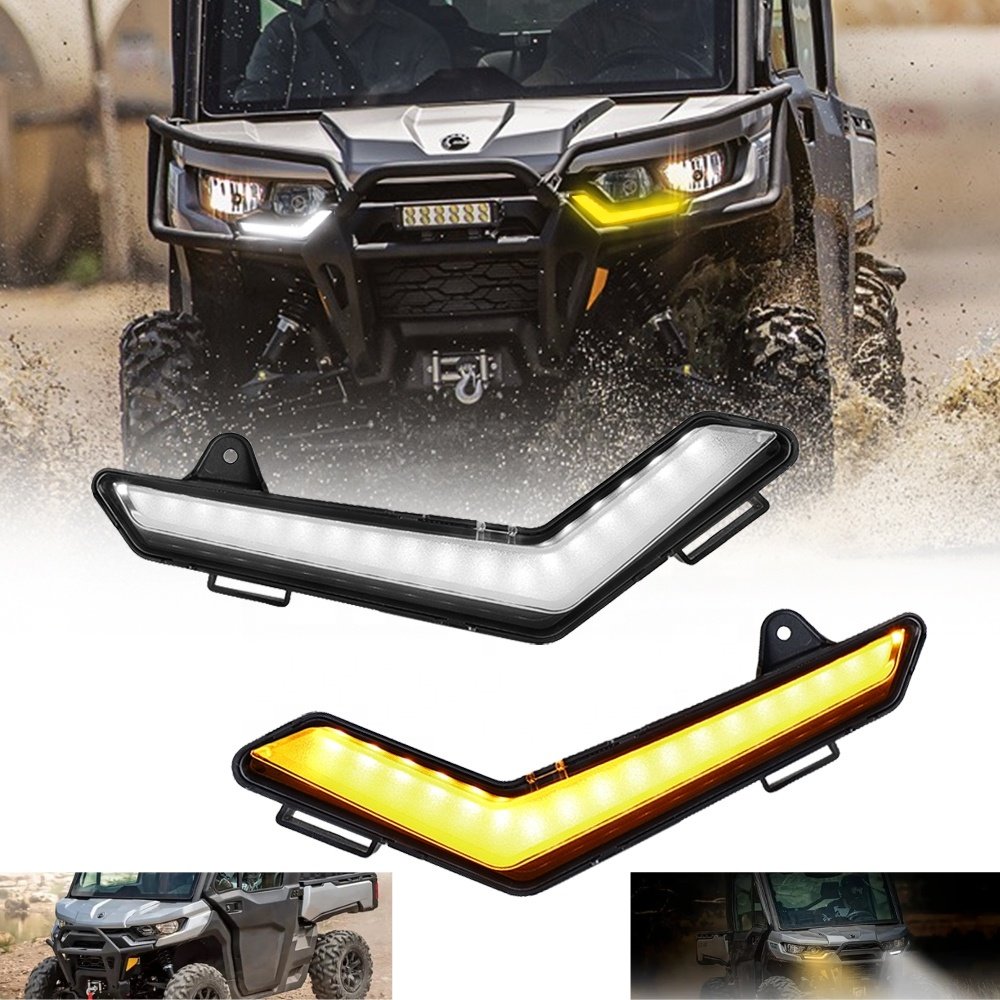 TIYPEOR for ATV UTV Flowing LED Turn Signal Light DRL Front Headlight for Defender 2020+ Defender MAX 2020+Commander 2021