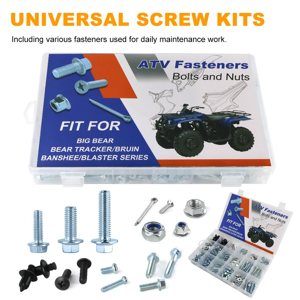 260PCS ATV Bodywork Engine Plastics Frame Exhaust Bolts Kit for Yamaha BEAR TRACKER 250 BRUIN 350 250 BANSHEE 350 BLASTER 200