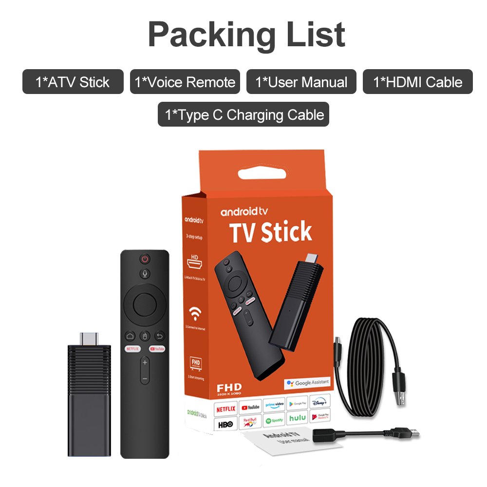 Topleo Certificado Tv Stick 2GB 16GB Android 10 System 4k Certificado Smart Tv Box ATV Android Tv Stick