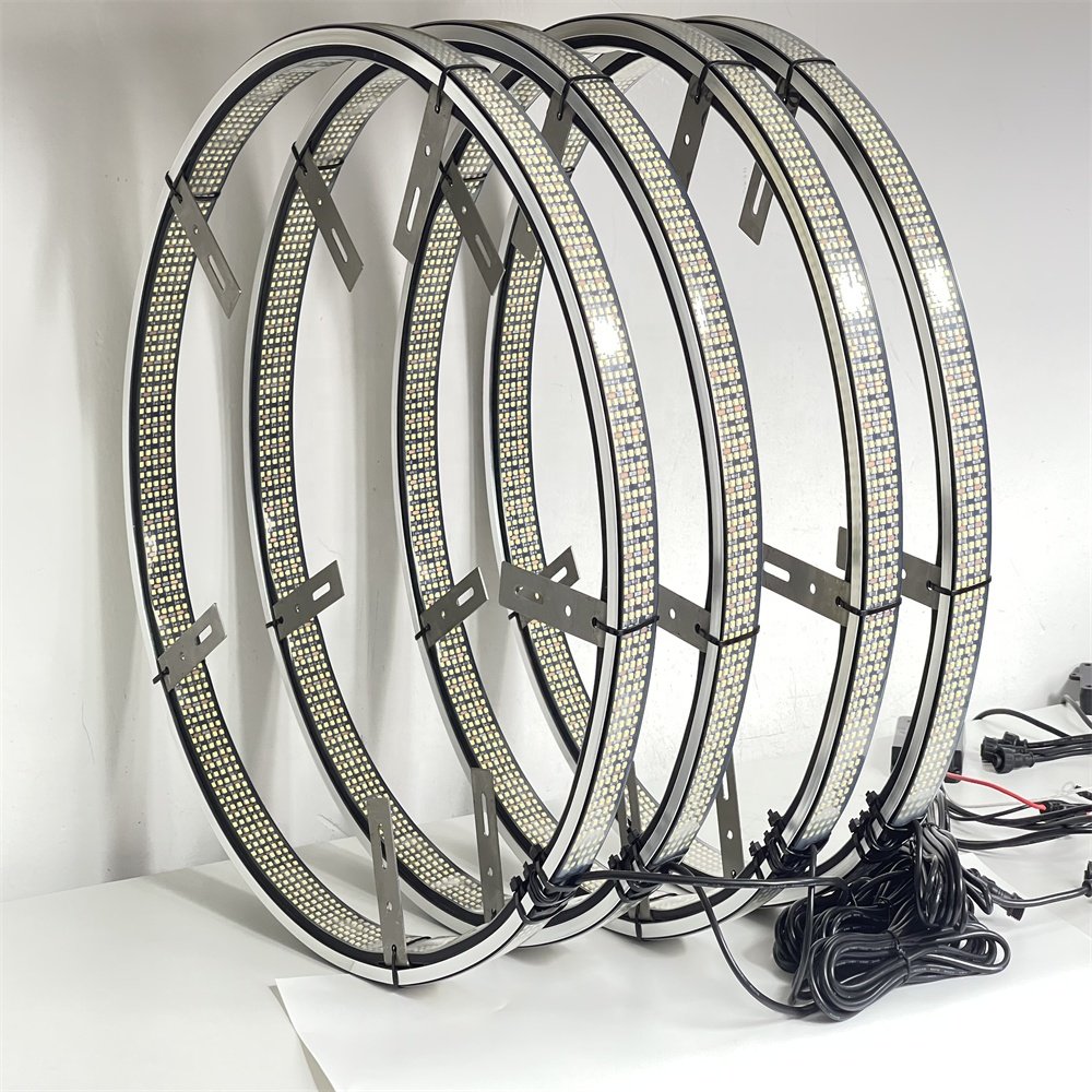 Kingshowstar White 20inch 10 Row 5 Row Inside 5 Row Outside Truck Light System Led Wheel Lights for Truck Car ATV Pick up