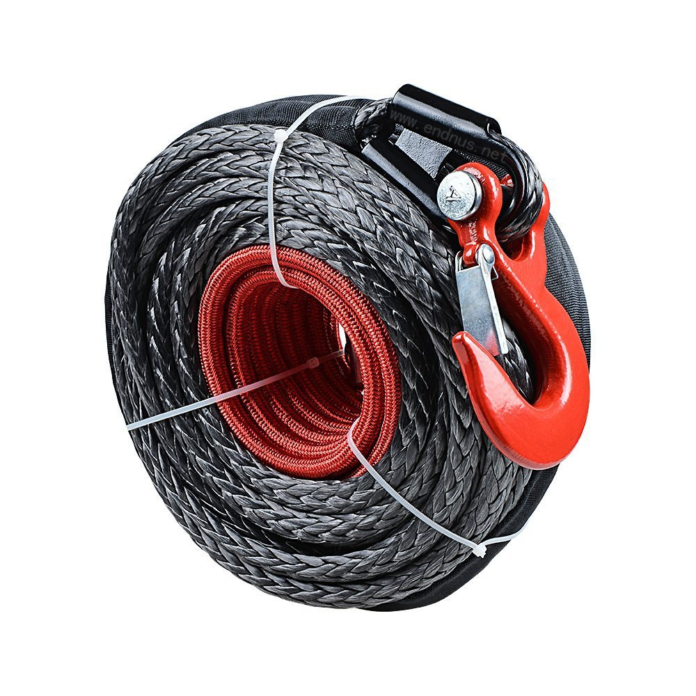 High Quality Strength 1/4 Inch UHMWPE Fiber Braided Manual Towing 12V ATV UTV Synthetic Winch Rope