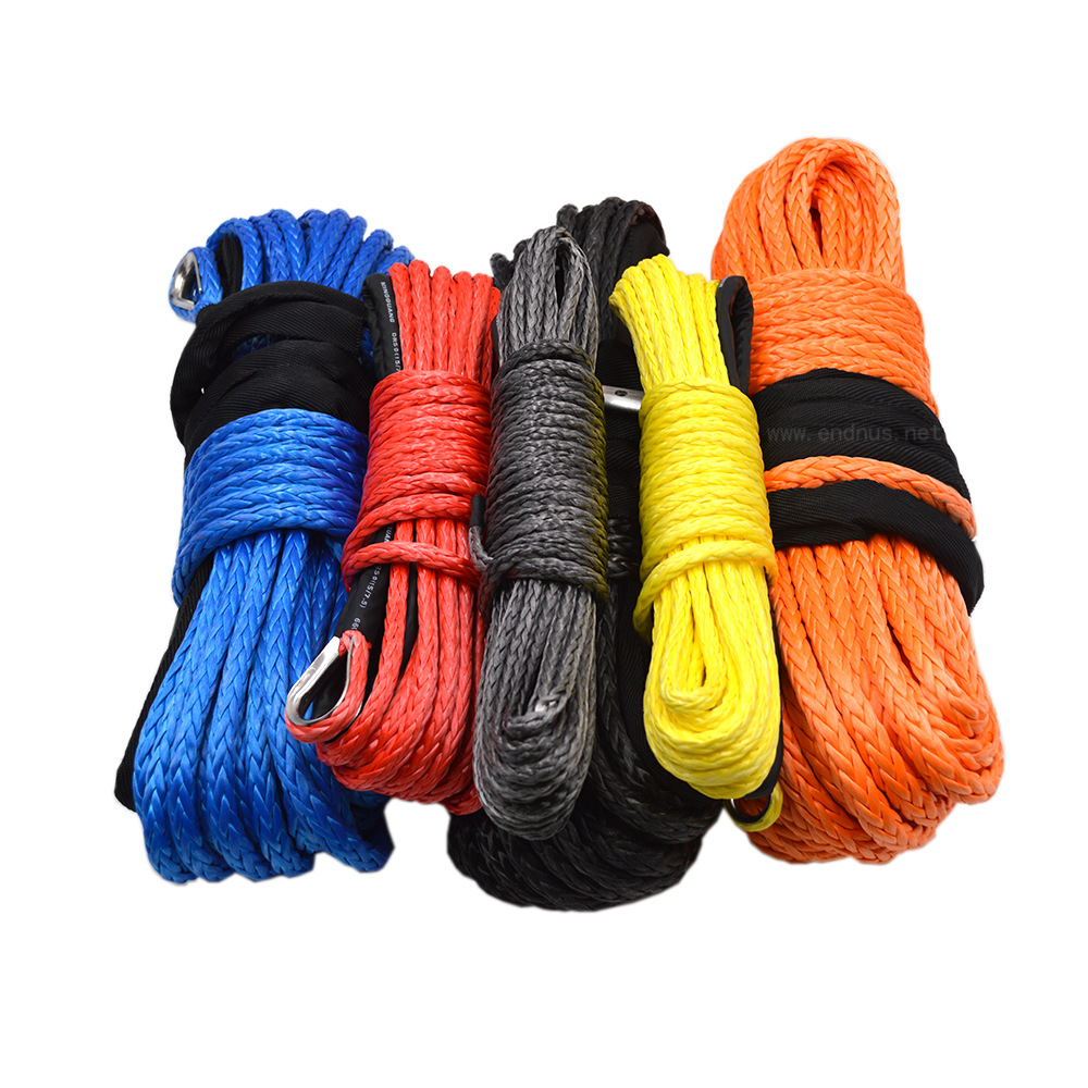 High Quality Strength 1/4 Inch UHMWPE Fiber Braided Manual Towing 12V ATV UTV Synthetic Winch Rope
